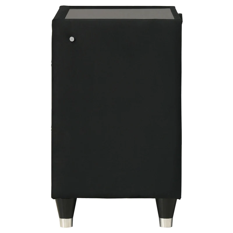 Coaster Furniture Ravenne 223192 2-drawer Velvet Upholstered LED Nightstand with USB - Black
