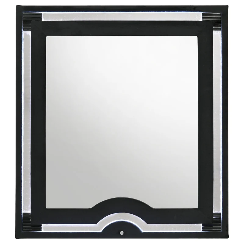 Coaster Furniture Ravenne 223194 Velvet Upholstered LED Dresser Mirror - Black