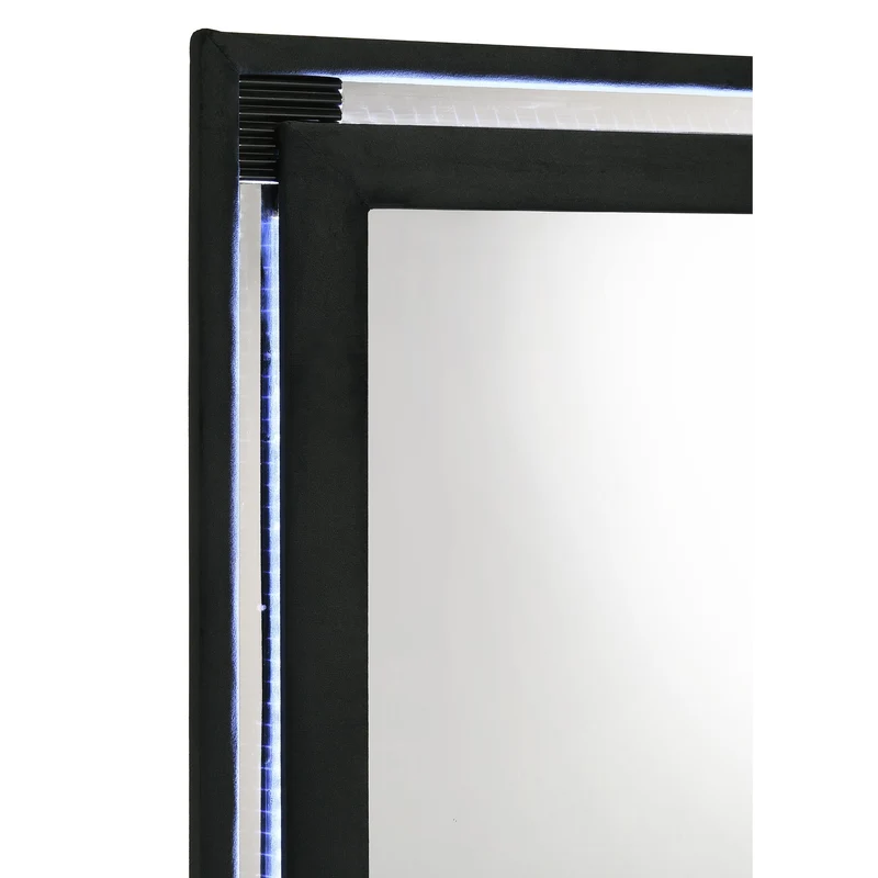Coaster Furniture Ravenne 223194 Velvet Upholstered LED Dresser Mirror - Black