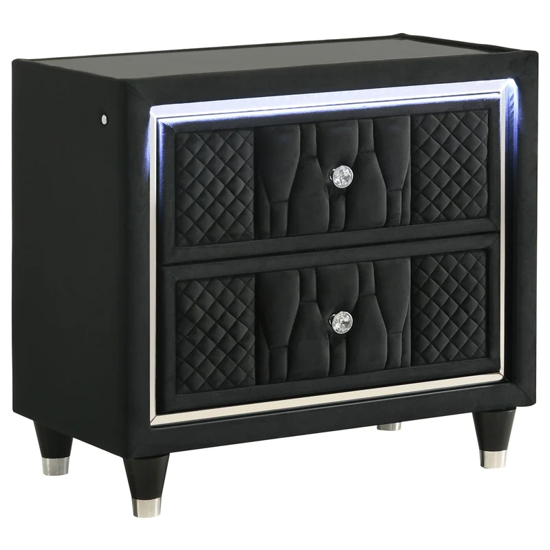 Coaster Furniture Lorient 223162 2-drawer LED Nightstand with USB - Black
