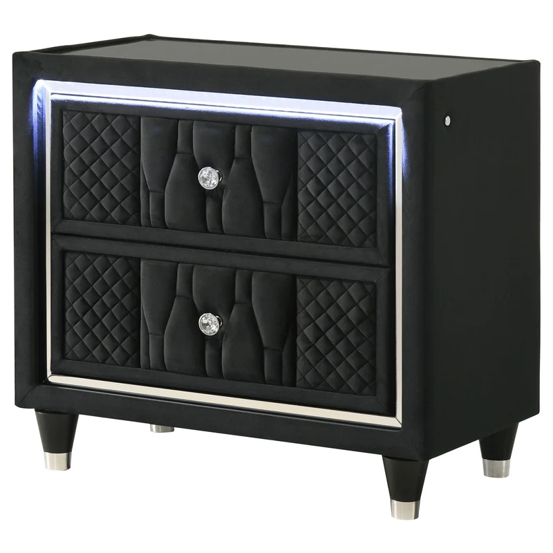 Coaster Furniture Lorient 223162 2-drawer LED Nightstand with USB - Black