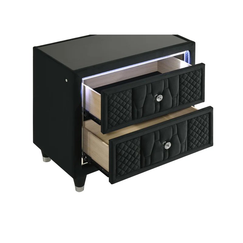 Coaster Furniture Lorient 223162 2-drawer LED Nightstand with USB - Black