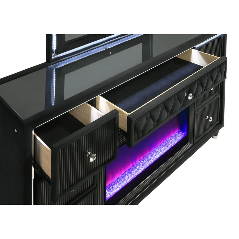 Coaster Furniture Lorient 223163FB 8-drawer LED Bedroom Flame Box Dresser - Black