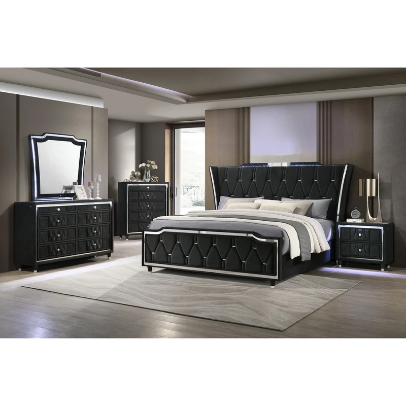Coaster Furniture Lorient 223163FB 8-drawer LED Bedroom Flame Box Dresser - Black