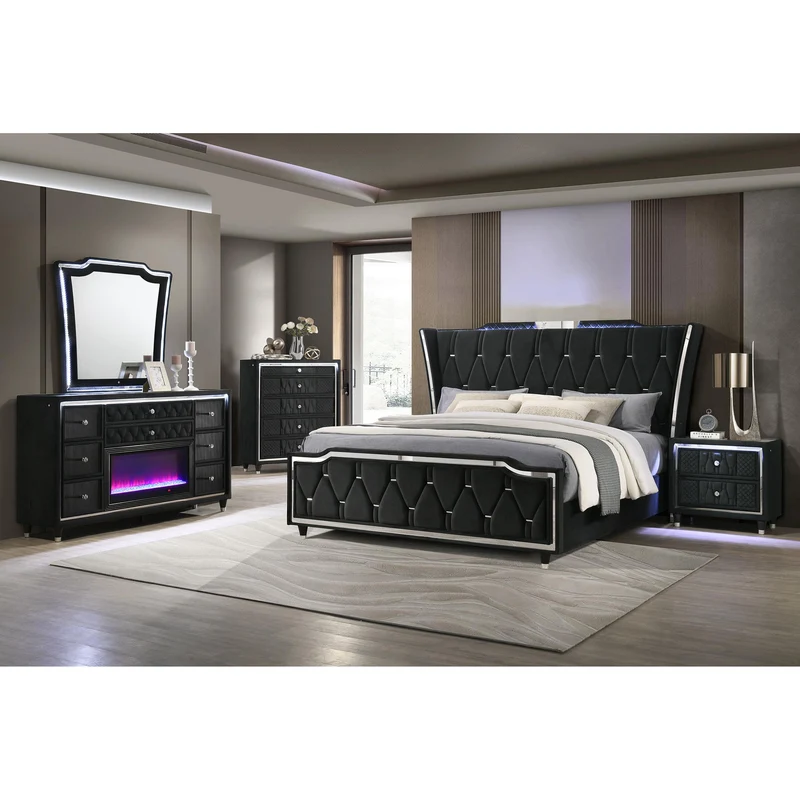 Coaster Furniture Lorient 223163FB 8-drawer LED Bedroom Flame Box Dresser - Black