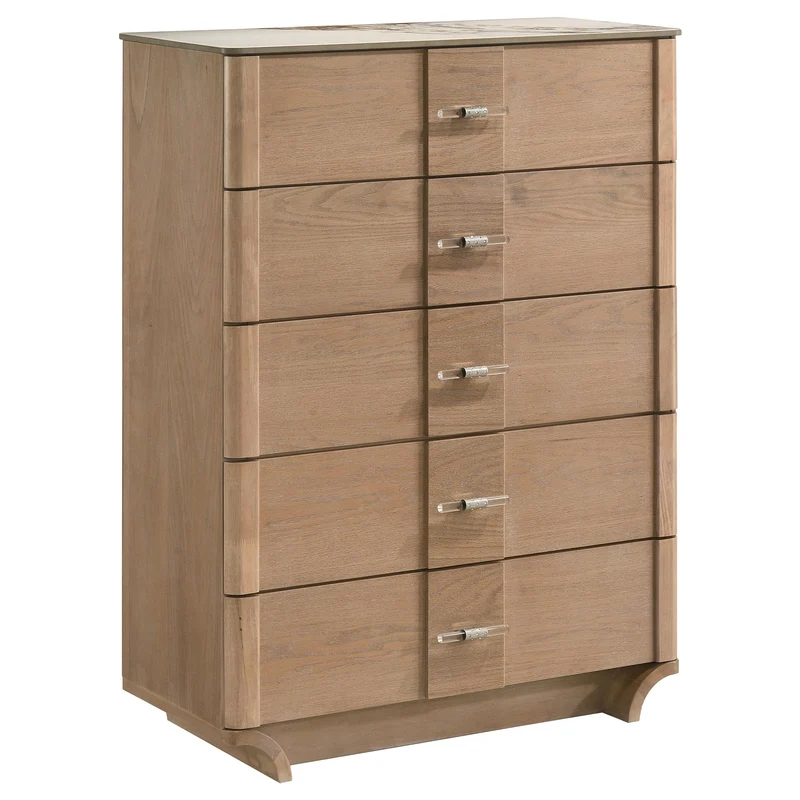 Coaster Furniture Leanne 223135 5-drawer Sinter Stone Top Chest - Light Oak