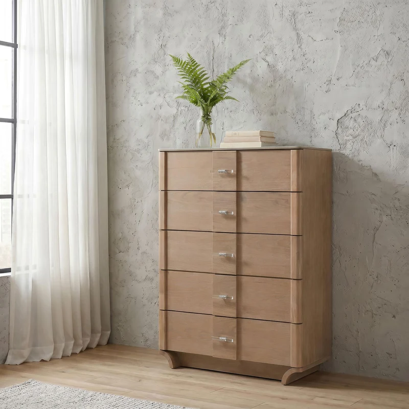 Coaster Furniture Leanne 223135 5-drawer Sinter Stone Top Chest - Light Oak