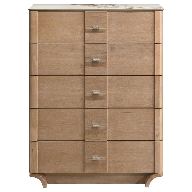 Coaster Furniture Leanne 223135 5-drawer Sinter Stone Top Chest - Light Oak