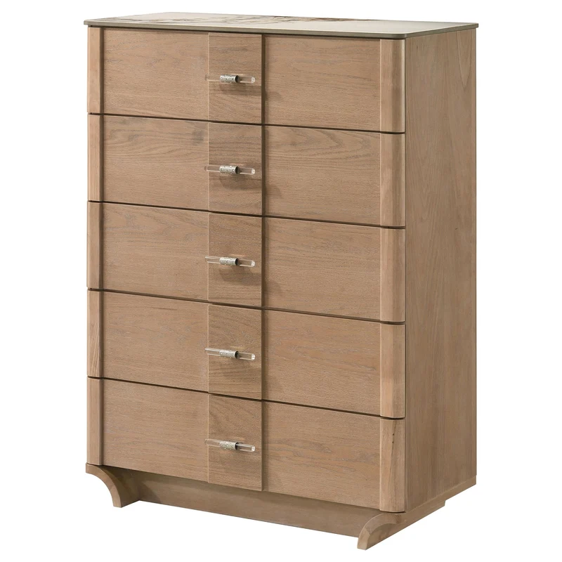 Coaster Furniture Leanne 223135 5-drawer Sinter Stone Top Chest - Light Oak
