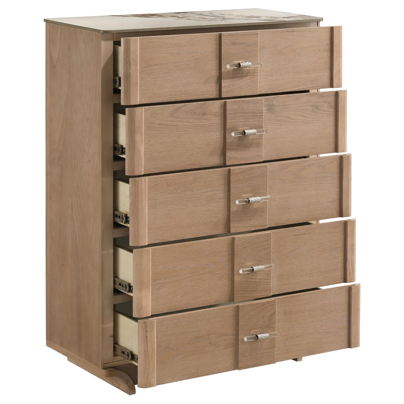Coaster Furniture Leanne 223135 5-drawer Sinter Stone Top Chest - Light Oak