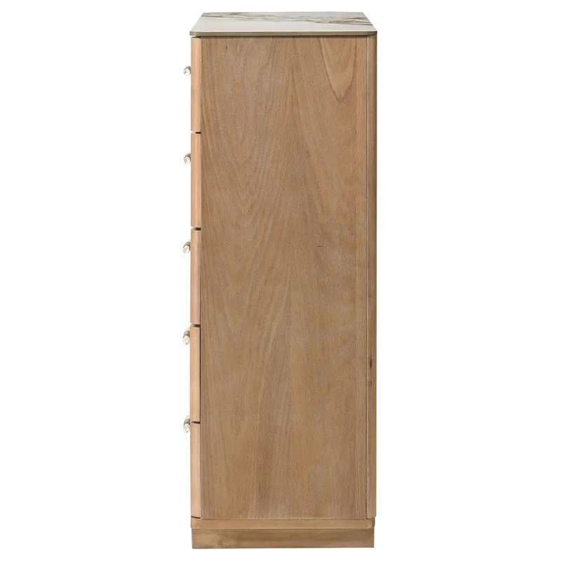Coaster Furniture Leanne 223135 5-drawer Sinter Stone Top Chest - Light Oak