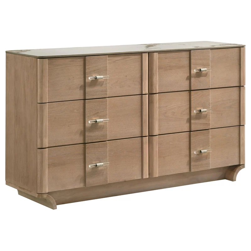 Coaster Furniture Leanne 223133 6-drawer Sinter Stone Top Dresser Cabinet - Light Oak