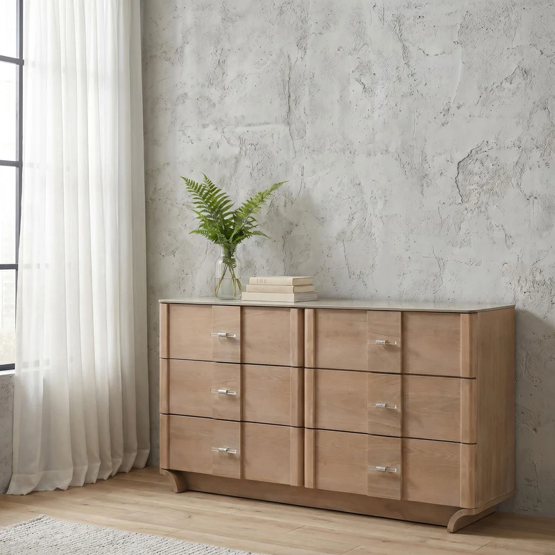 Coaster Furniture Leanne 223133 6-drawer Sinter Stone Top Dresser Cabinet - Light Oak