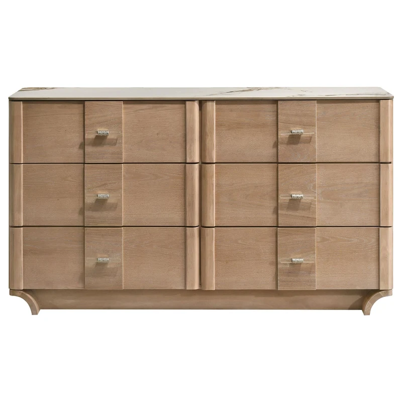 Coaster Furniture Leanne 223133 6-drawer Sinter Stone Top Dresser Cabinet - Light Oak