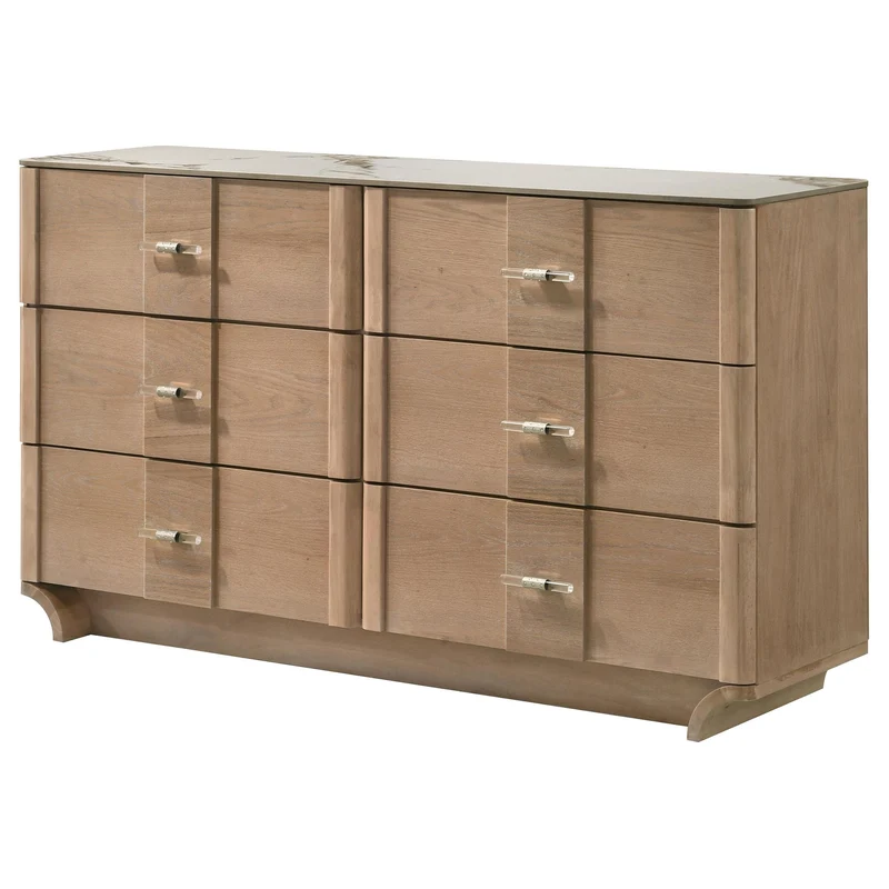 Coaster Furniture Leanne 223133 6-drawer Sinter Stone Top Dresser Cabinet - Light Oak