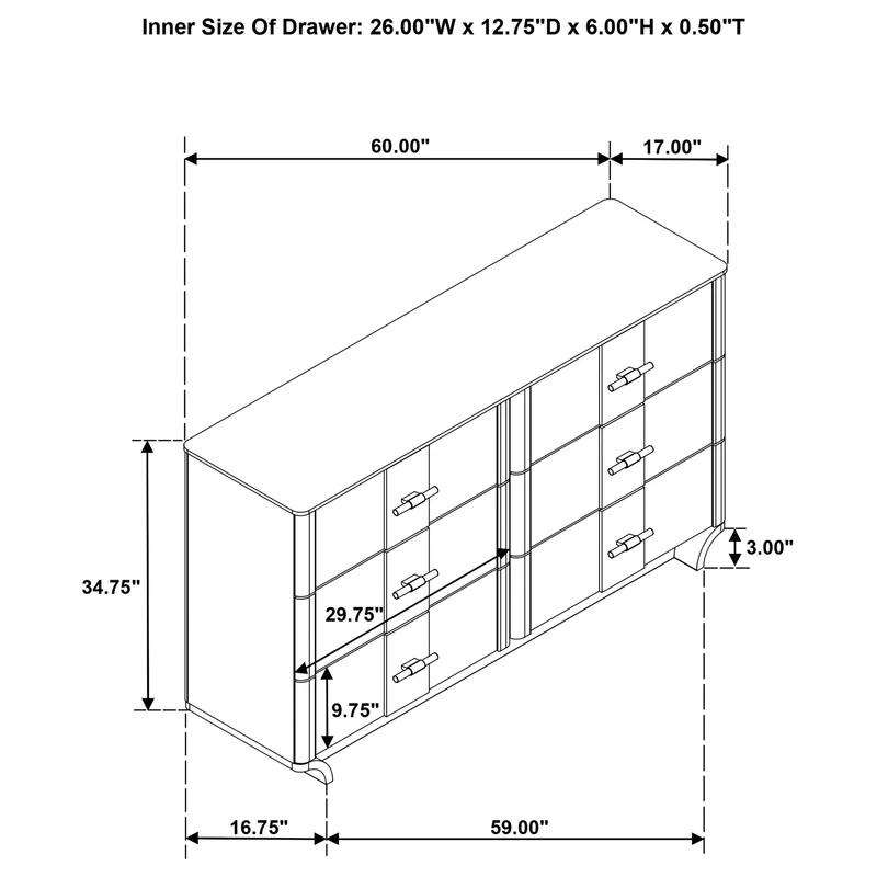 Coaster Furniture Leanne 223133 6-drawer Sinter Stone Top Dresser Cabinet - Light Oak