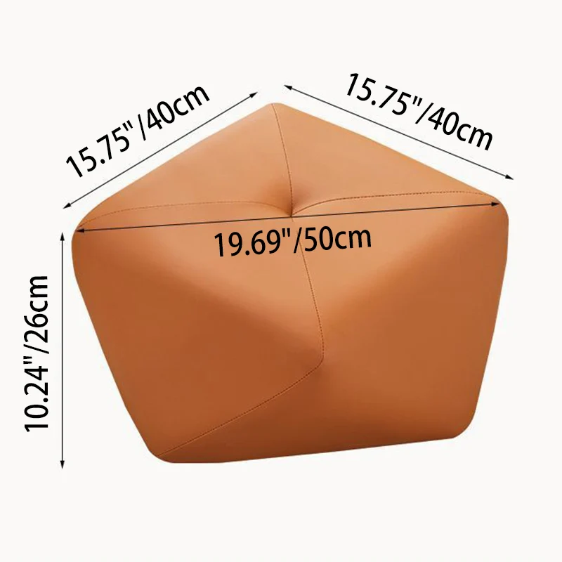 Contemporary Luxury Octagonal Cat Claw Leather Wooden Low Stool Backless Armless For Living Room