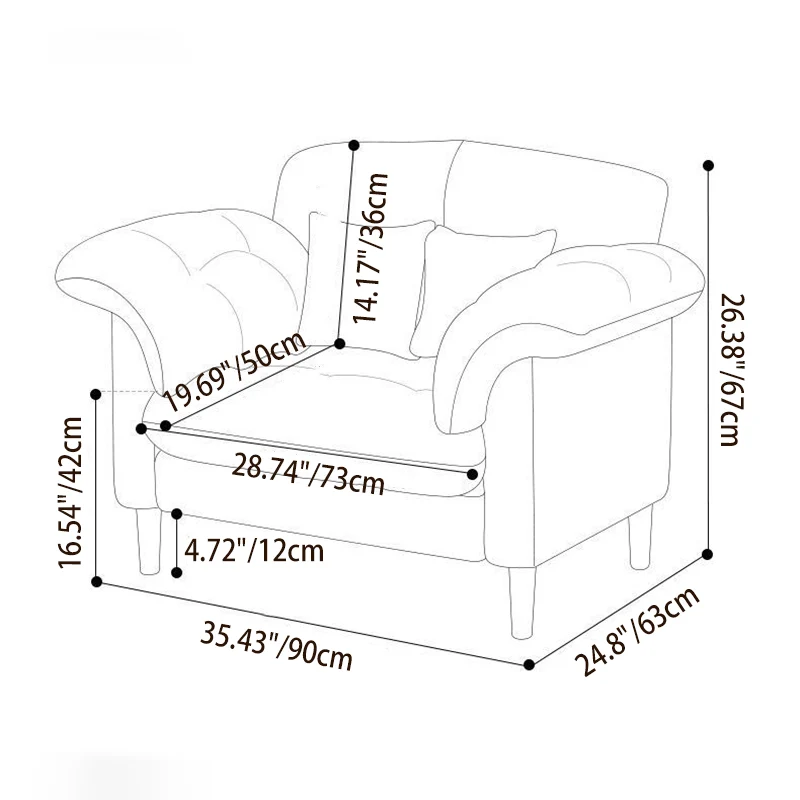 Modern Minimalist Rectangular Cat-Claw Leather Carbon Steel Solid Wood Multi-Layer Plywood Accent Chair Backrest Armrest For Living Room