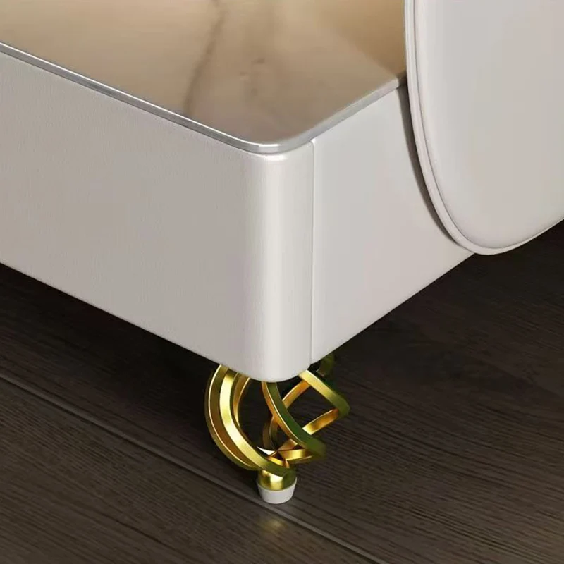 Modern Minimalist Rectangular Stone Slab Tempered Glass Solid Wood Fiberboard Steel Nightstand 2-Drawer For Bedroom