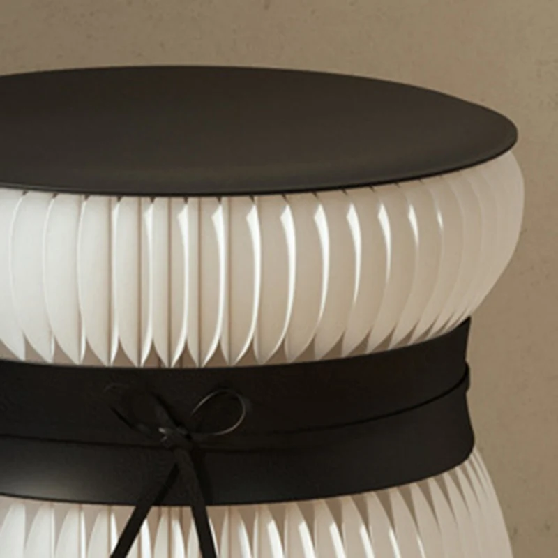 Modern Art Deco Kraft Paper Acrylic Metal PU Leather Round Foldable Low Stool For Entryway & Living Room