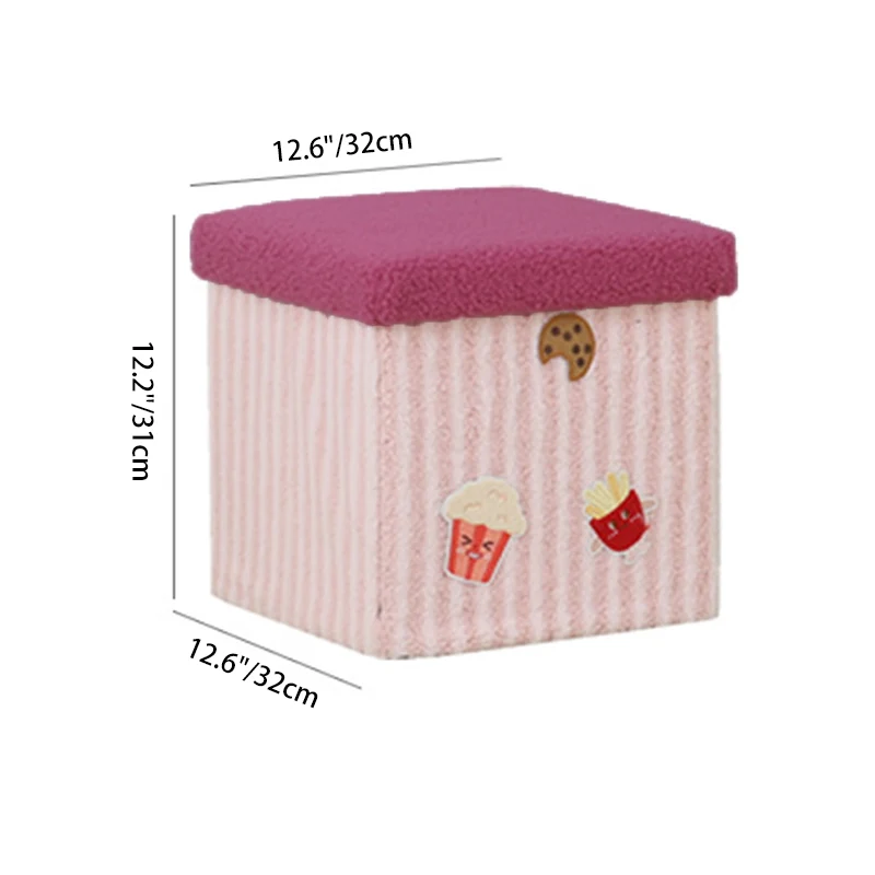 Contemporary Creative MDF & Cotton Square Kids Low Stool With Foldable Design & 1-Storage Space For Entryway And Living Room