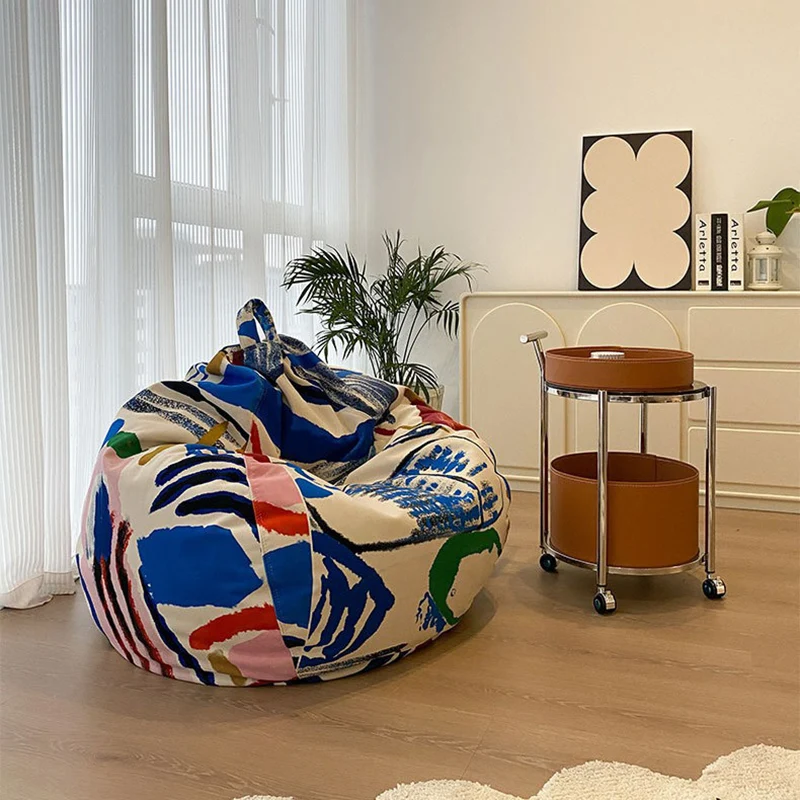 Contemporary Creative Oval Velvet EPS Bean Lazy Accent Chair Backrest Armless For Living Room