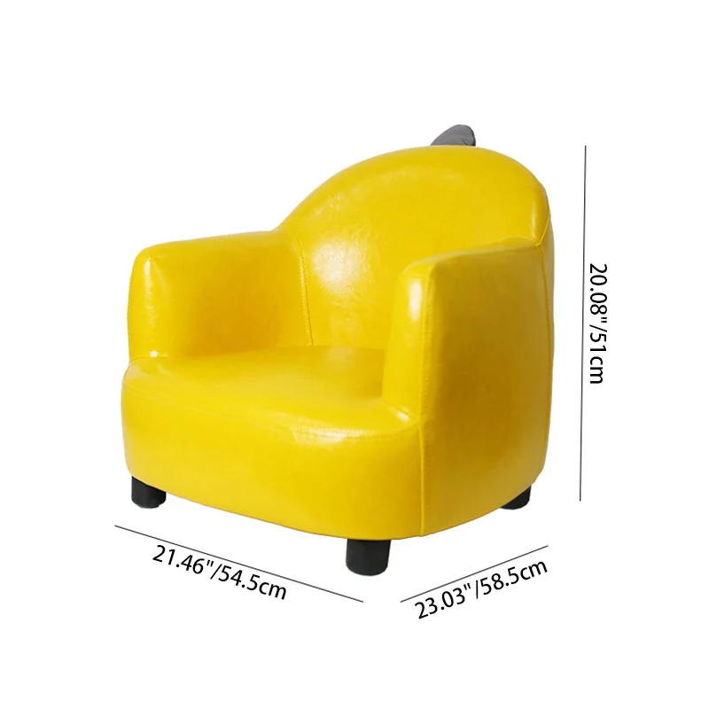 Contemporary Creative Dinosaur-Shaped PU Leather Solid Wood Kids Accent Chair Backrest Armrest For Living Room