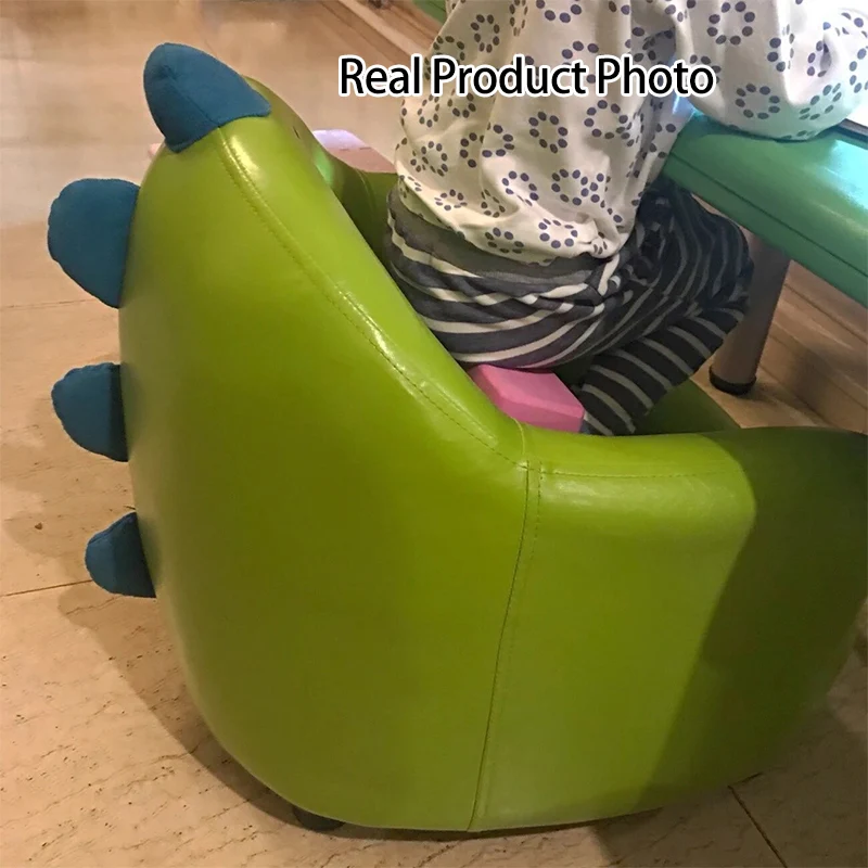 Contemporary Creative Dinosaur-Shaped PU Leather Solid Wood Kids Accent Chair Backrest Armrest For Living Room