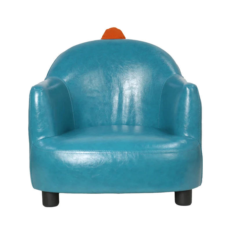 Contemporary Creative Dinosaur-Shaped PU Leather Solid Wood Kids Accent Chair Backrest Armrest For Living Room