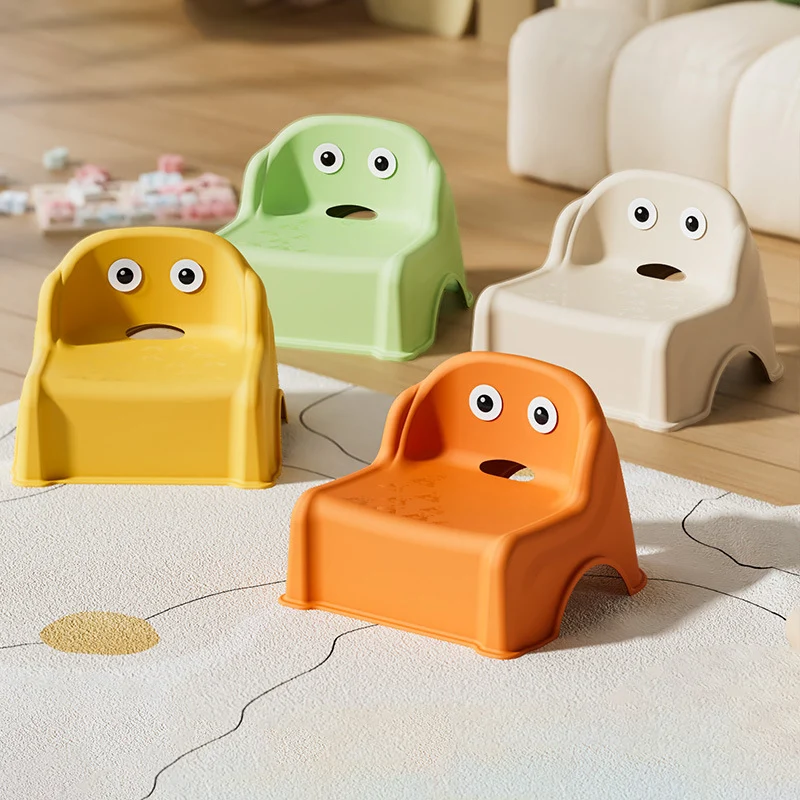 Modern Minimalist Kids Curved PP PVC Low Stool Backrest Armless For Living Room