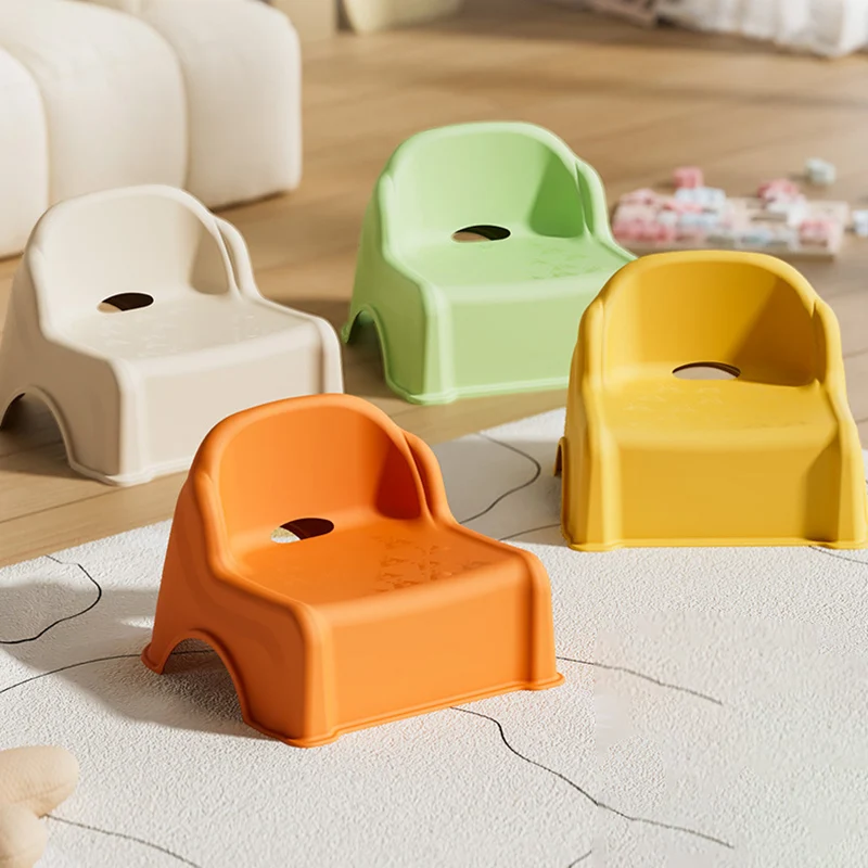 Modern Minimalist Kids Curved PP PVC Low Stool Backrest Armless For Living Room