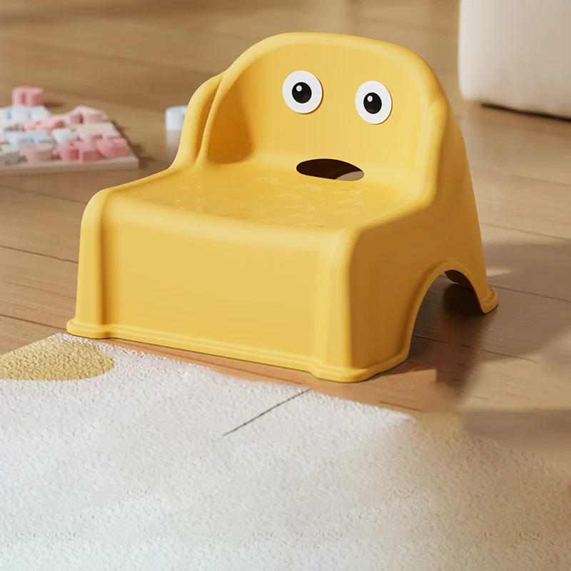 Modern Minimalist Kids Curved PP PVC Low Stool Backrest Armless For Living Room