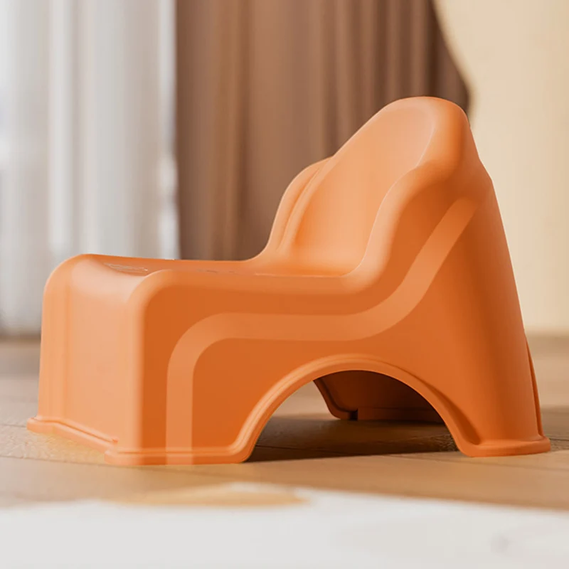 Modern Minimalist Kids Curved PP PVC Low Stool Backrest Armless For Living Room