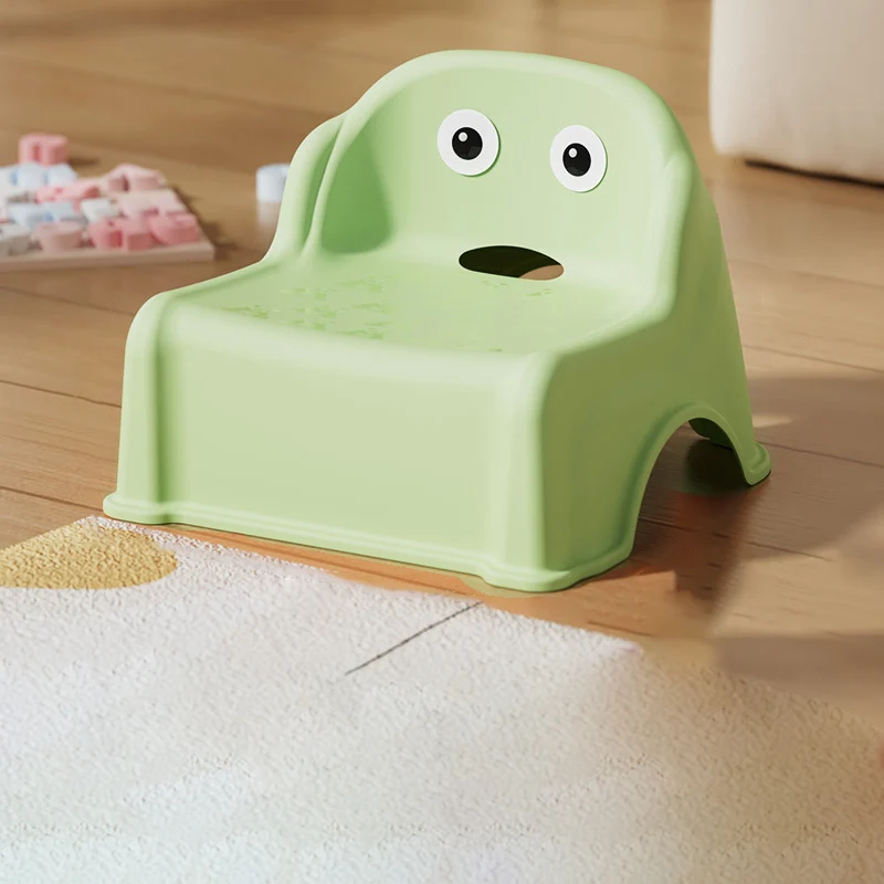 Modern Minimalist Kids Curved PP PVC Low Stool Backrest Armless For Living Room