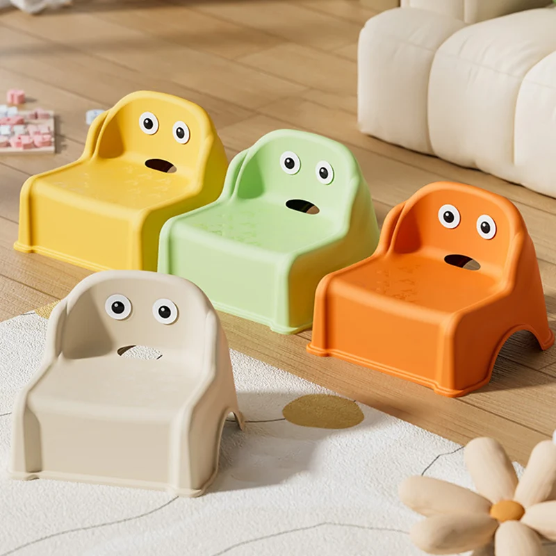 Modern Minimalist Kids Curved PP PVC Low Stool Backrest Armless For Living Room