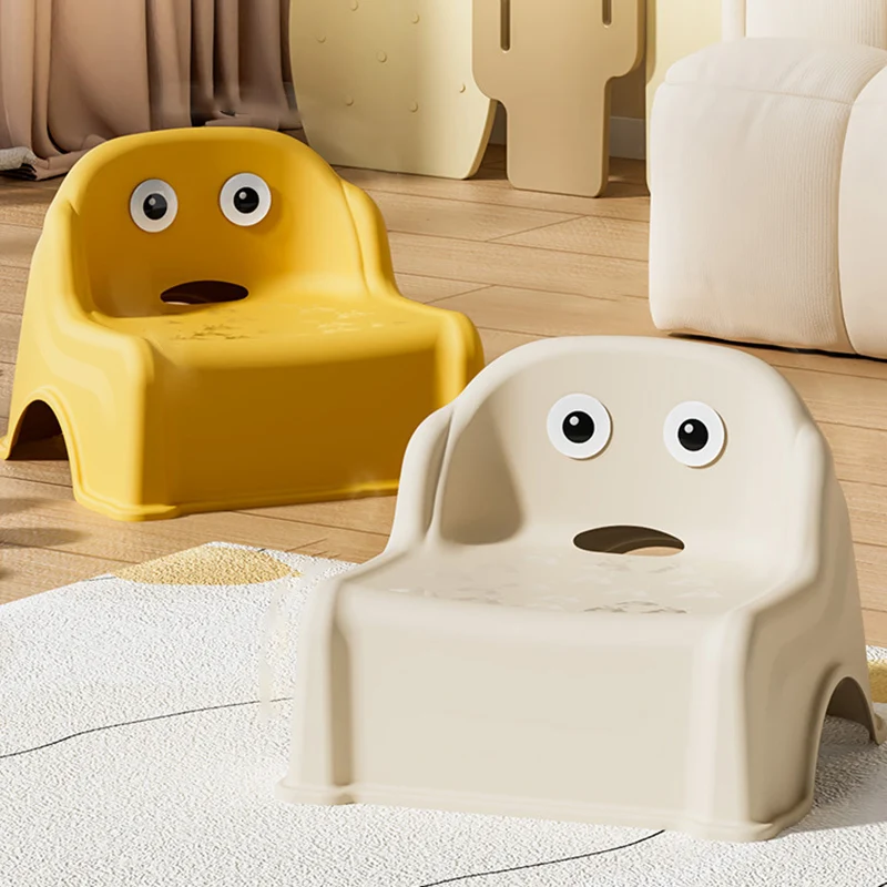 Modern Minimalist Kids Curved PP PVC Low Stool Backrest Armless For Living Room