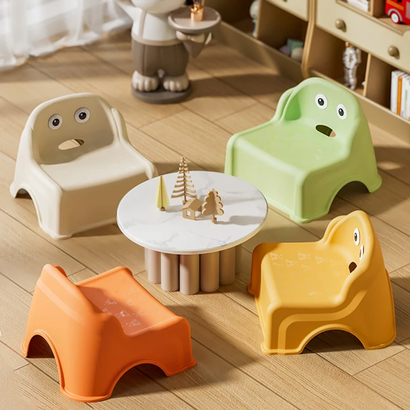 Modern Minimalist Kids Curved PP PVC Low Stool Backrest Armless For Living Room