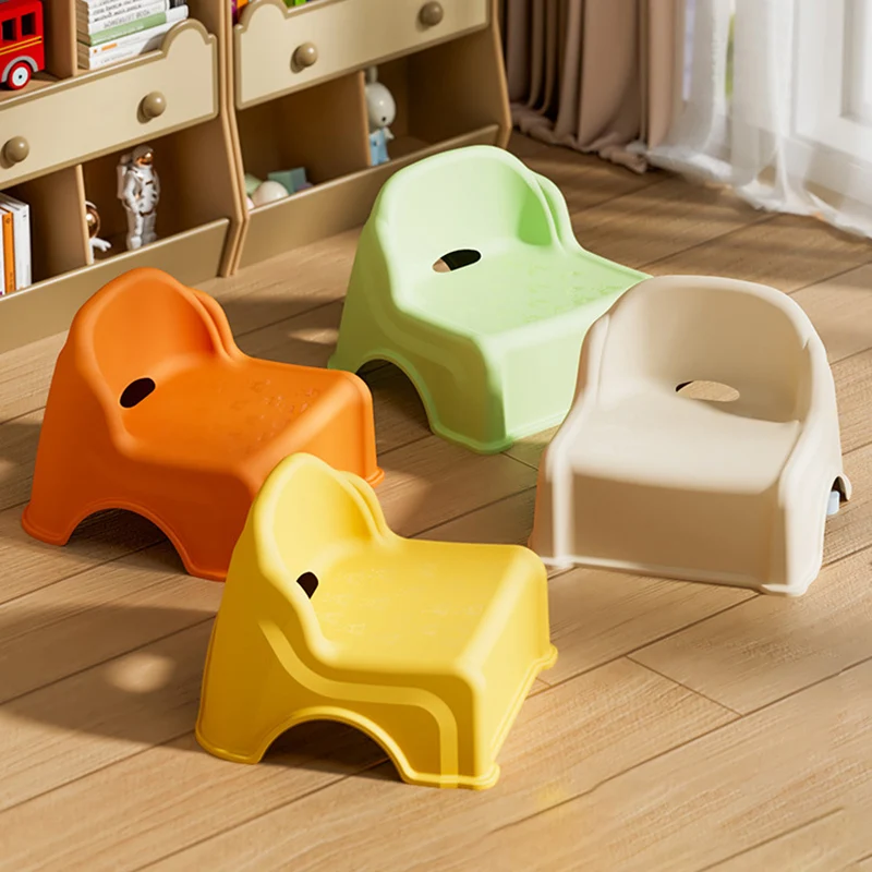 Modern Minimalist Kids Curved PP PVC Low Stool Backrest Armless For Living Room