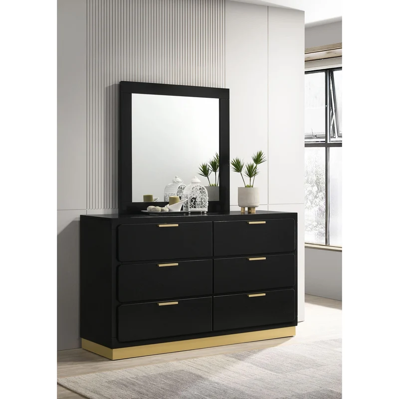 Coaster Furniture Caraway 224783M 6-Drawer Dresser with Mirror - Black