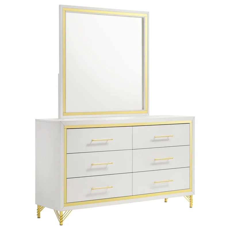 Coaster Furniture Lucia 224733M 6-Drawer Dresser with Mirror - White