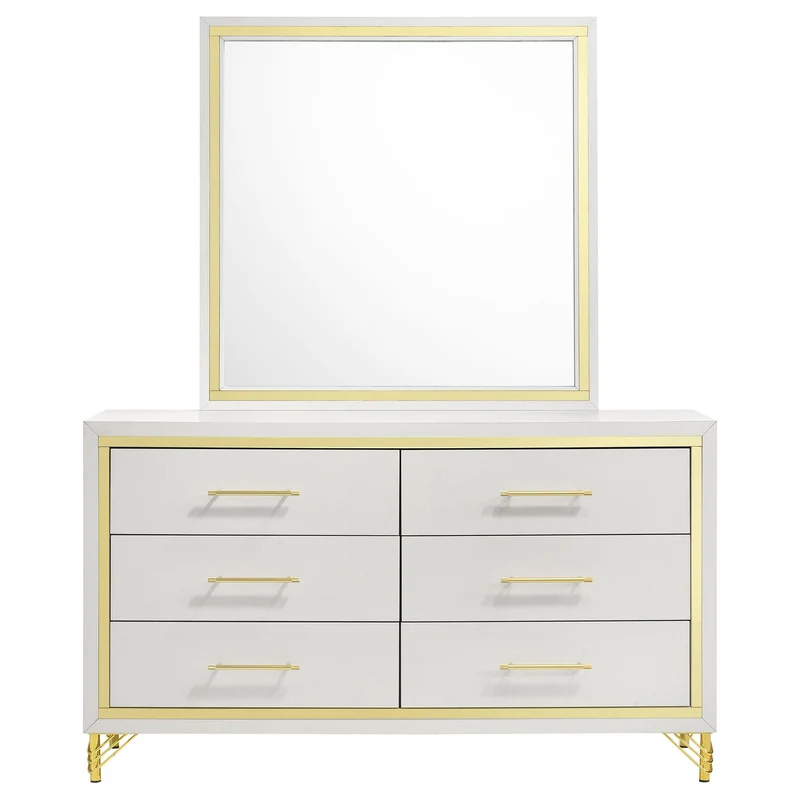 Coaster Furniture Lucia 224733M 6-Drawer Dresser with Mirror - White