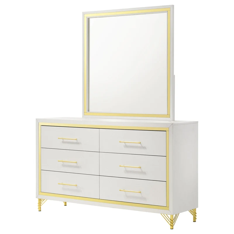 Coaster Furniture Lucia 224733M 6-Drawer Dresser with Mirror - White