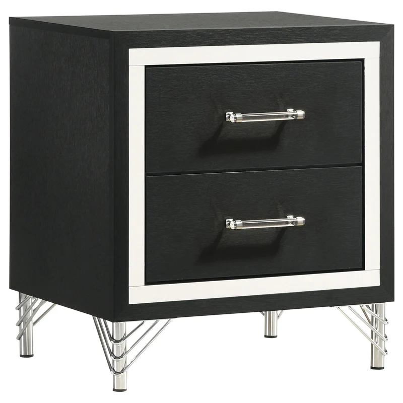 Coaster Furniture Lucia 224992 2-Drawer Nightstand Bedside Table - Black