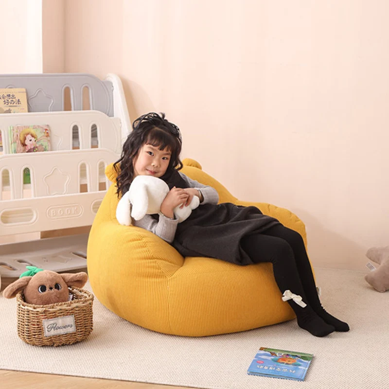 Contemporary Creative Kids Bear-Shaped Corduroy EPP Accent Chair Backrest Armrest For Living Room