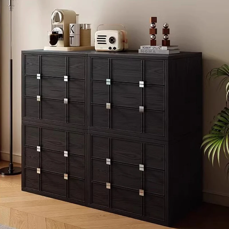 Modern Mid-Century Square Checkerboard Ash Wood Pine & Red Oak Nightstand 3-Drawer For Living Room & Bedroom