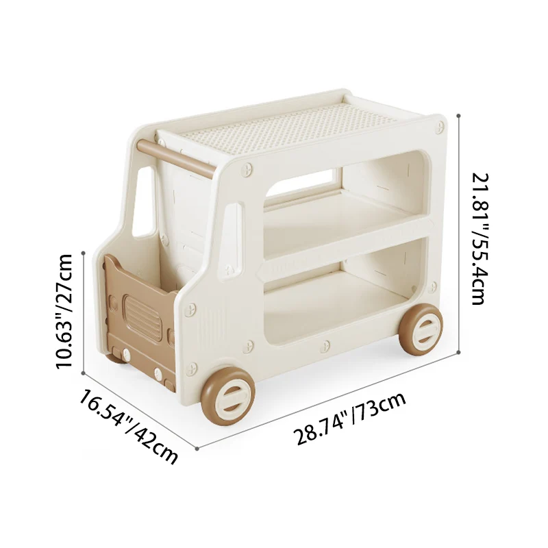 Modern Art Deco Car-Shaped Eco-Friendly HDPE Movable Kids Storage End Table 3-Tier For Living Room