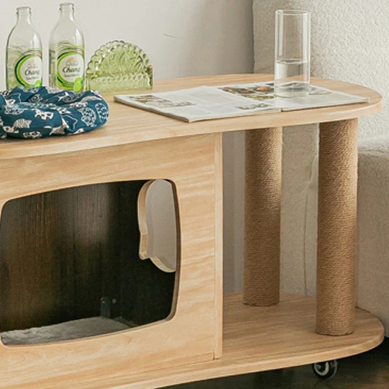 Modern Minimalist Oval MDF Paper Tube Movable End Table 1-Cabinet For Living Room