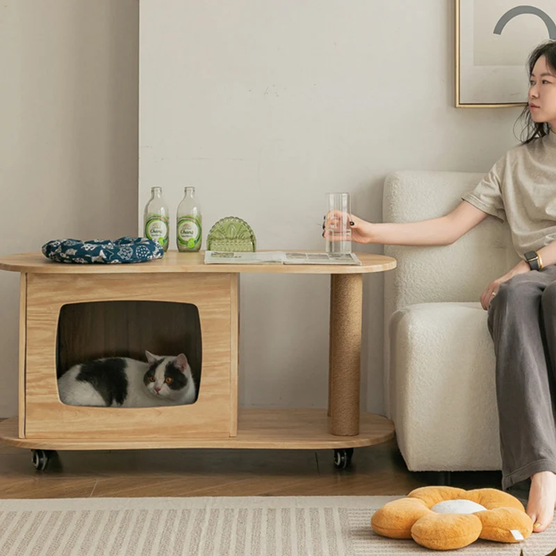 Modern Minimalist Oval MDF Paper Tube Movable End Table 1-Cabinet For Living Room