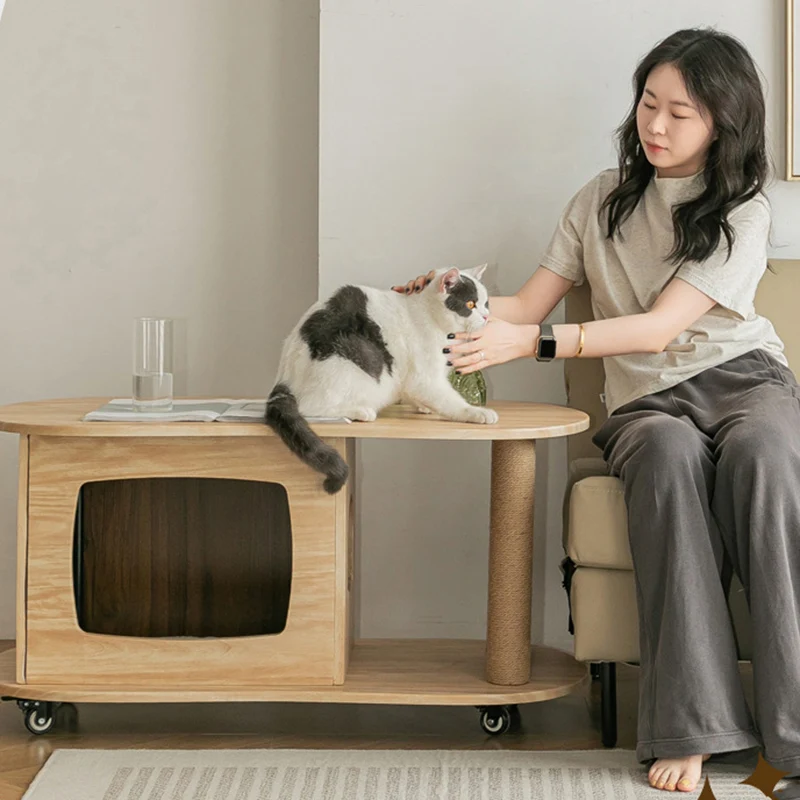 Modern Minimalist Oval MDF Paper Tube Movable End Table 1-Cabinet For Living Room