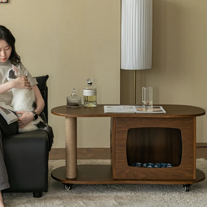 Modern Minimalist Oval MDF Paper Tube Movable End Table 1-Cabinet For Living Room